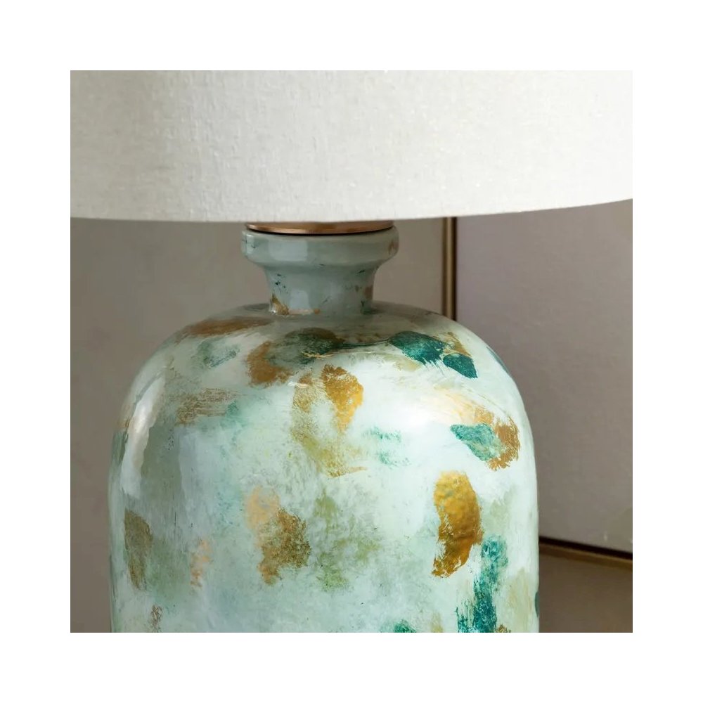 29" Transitional Multicolor Glass Table Lamp with Gold Accents. Picture 5