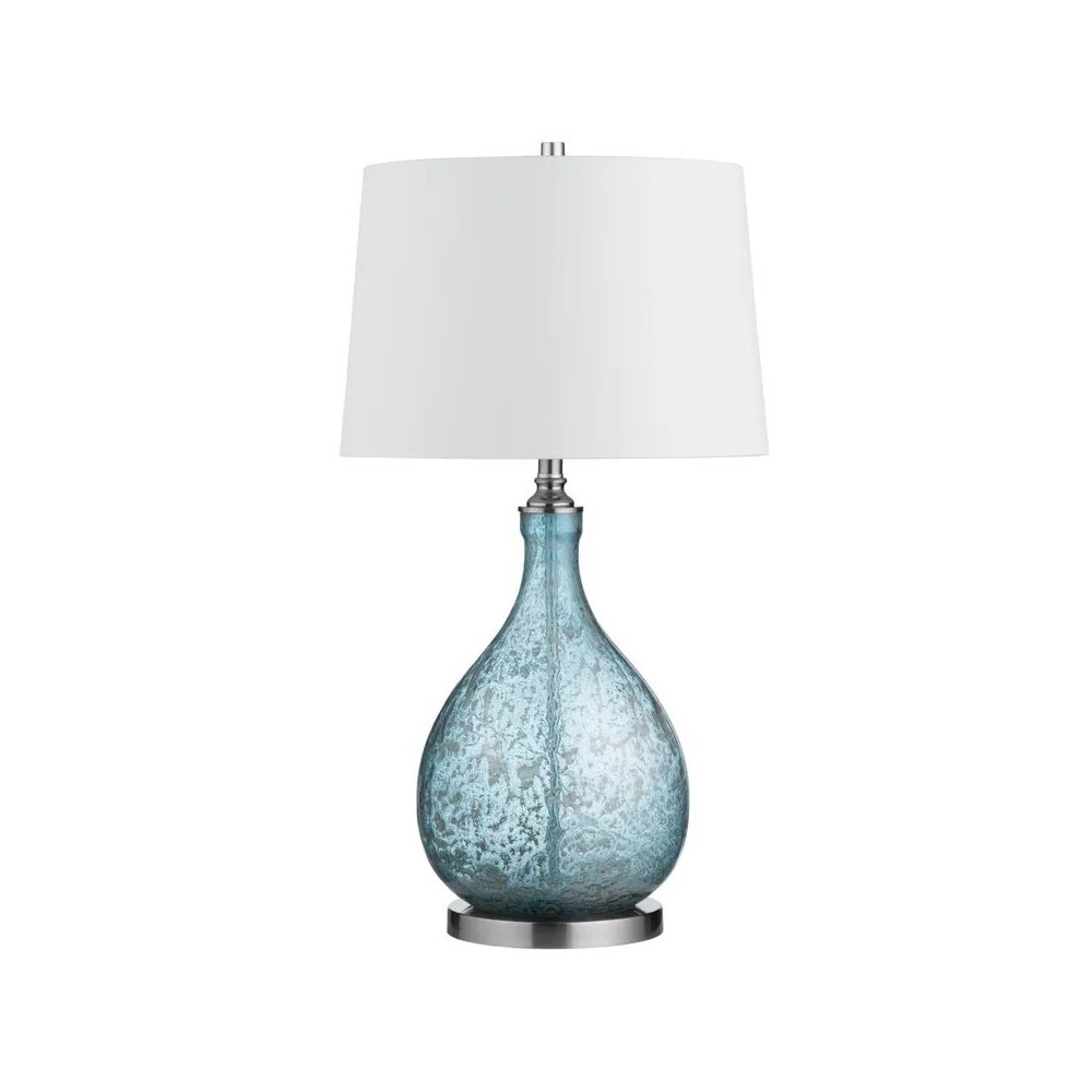 32.25" Transitional Blue Glass Table Lamp with Silver Accents. Picture 1