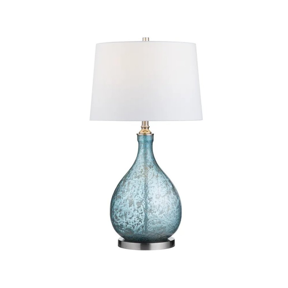 32.25" Transitional Blue Glass Table Lamp with Silver Accents. Picture 2