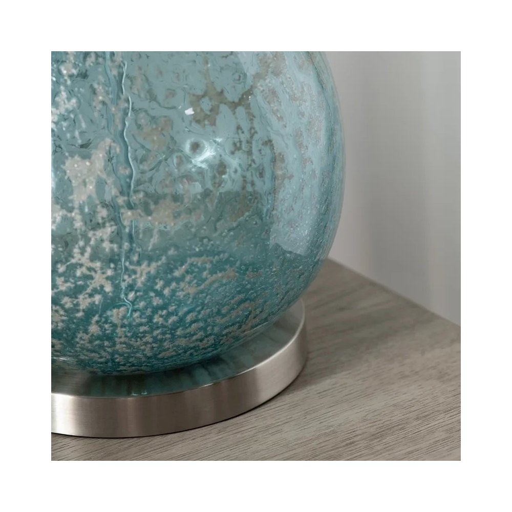 32.25" Transitional Blue Glass Table Lamp with Silver Accents. Picture 5