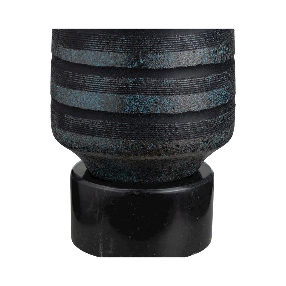 29.75" Transitional Black Glass Table Lamp with Silver Accents. Picture 4
