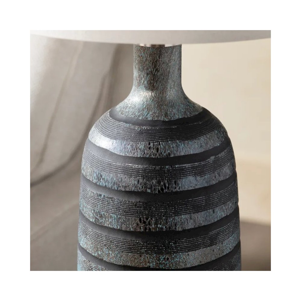 29.75" Transitional Black Glass Table Lamp with Silver Accents. Picture 3