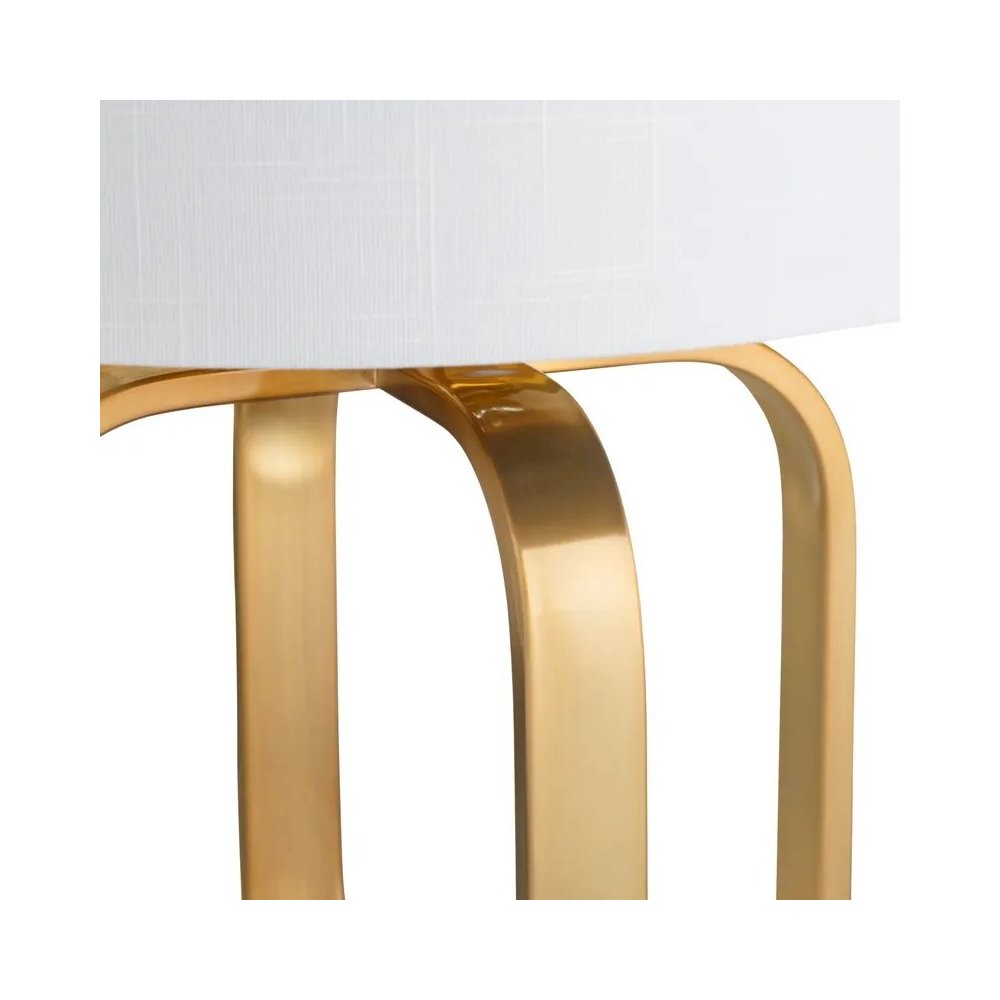 26.75" Greyson Transitional Gold Metal Table Lamp with White Drum Shade. Picture 4