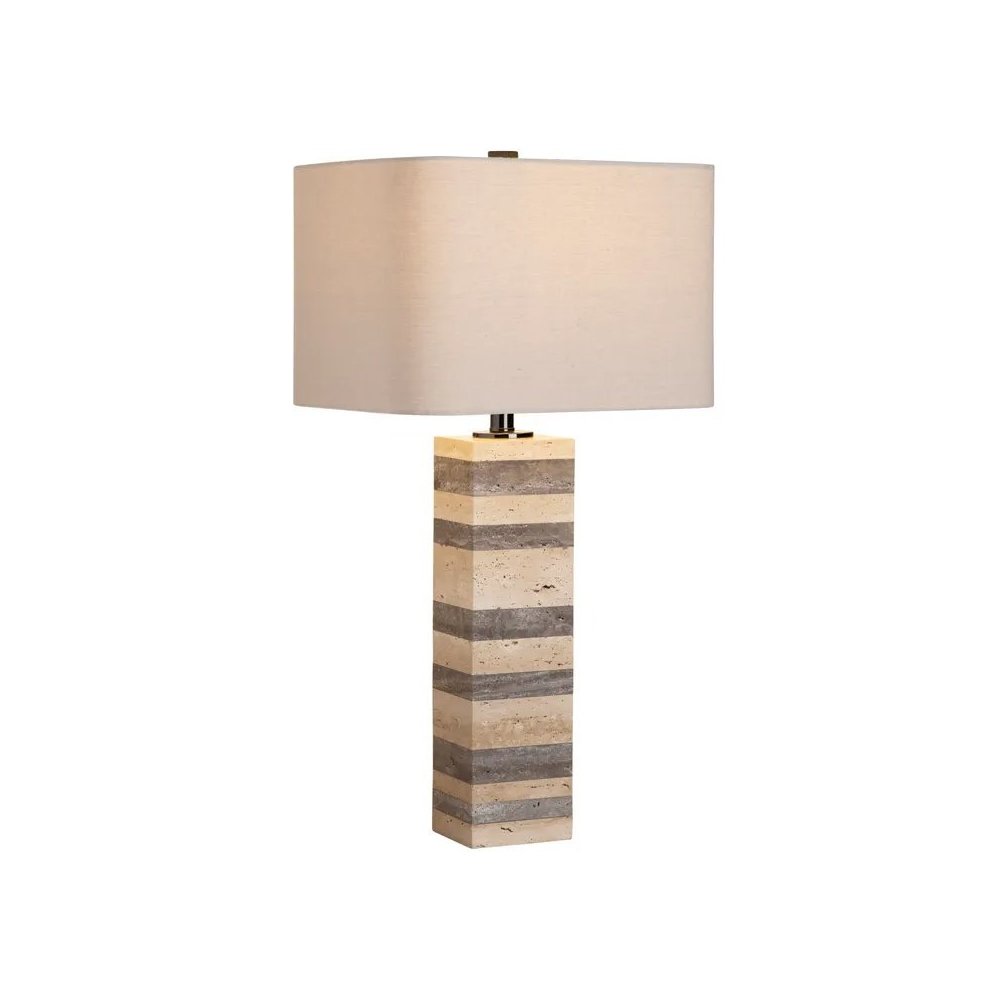 28.5" Contemporary Travertine Marble Table Lamp with Natural Finish. Picture 1