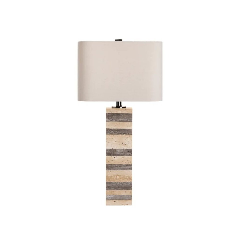 28.5" Contemporary Travertine Marble Table Lamp with Natural Finish. Picture 2