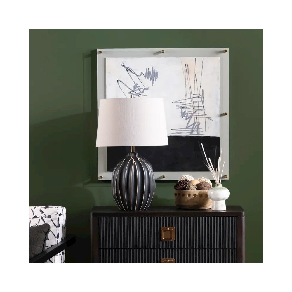 26" Transitional Black Ceramic Table Lamp. Picture 5