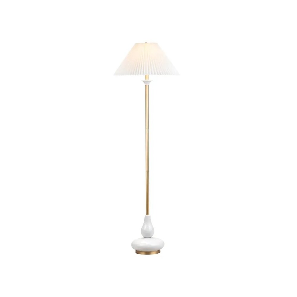 65.75" Transitional White Ceramic Floor Lamp with Gold Metal Accents. Picture 2