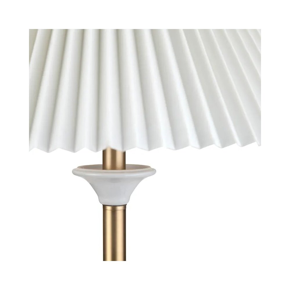 65.75" Transitional White Ceramic Floor Lamp with Gold Metal Accents. Picture 4