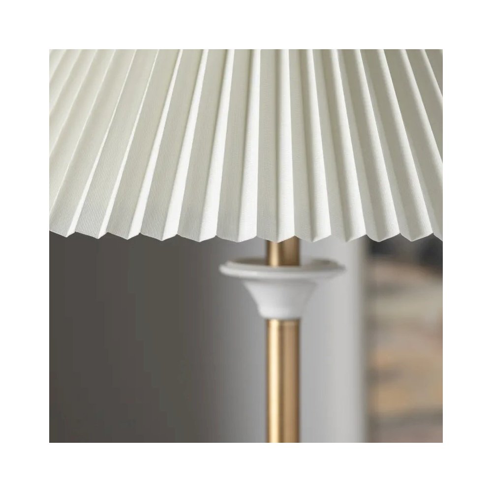 65.75" Transitional White Ceramic Floor Lamp with Gold Metal Accents. Picture 3