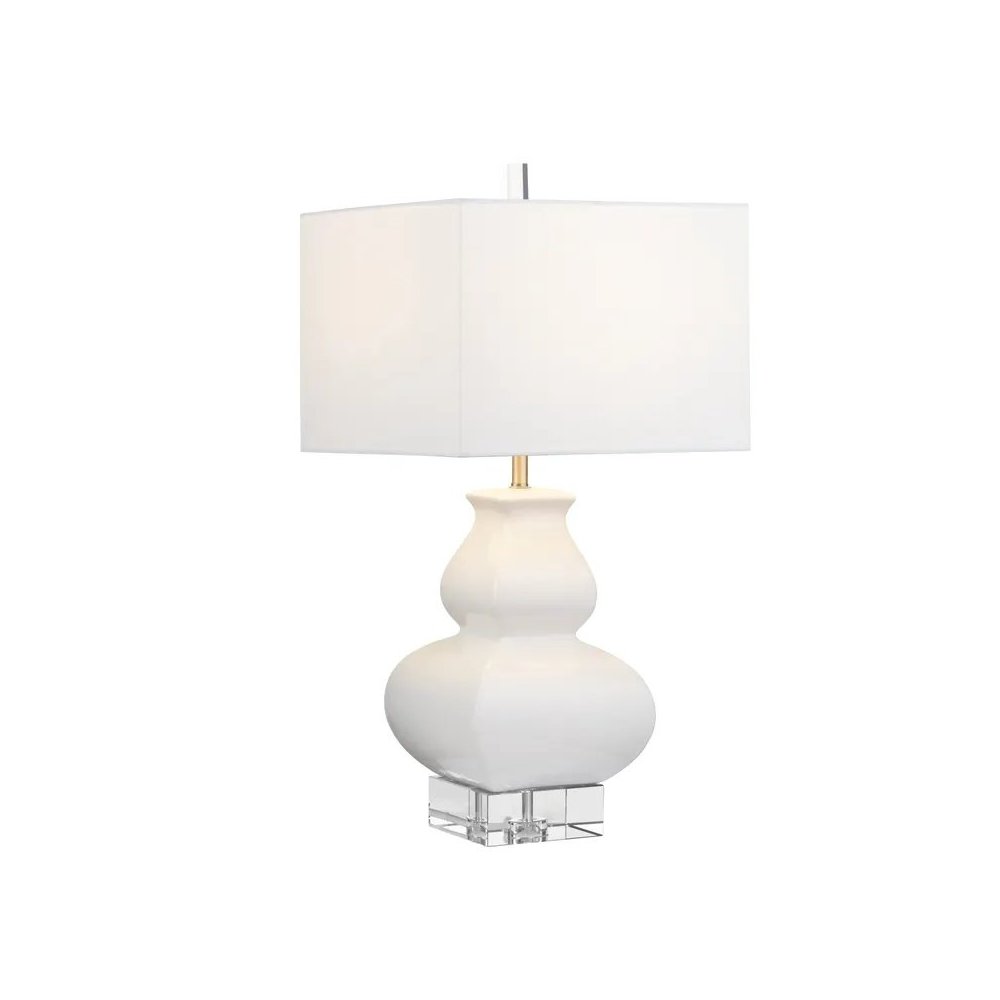 30" Transitional Off-White Ceramic Table Lamp with Textured White Shade. Picture 3