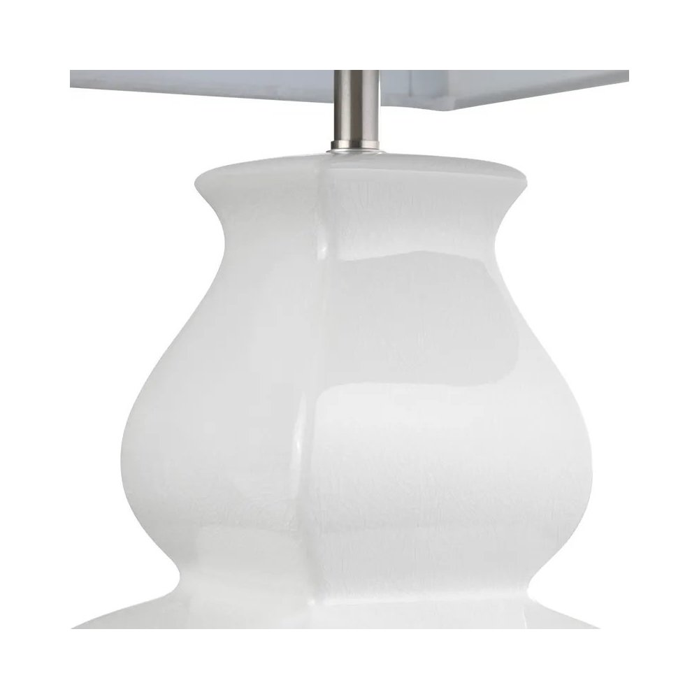 30" Transitional Off-White Ceramic Table Lamp with Textured White Shade. Picture 2