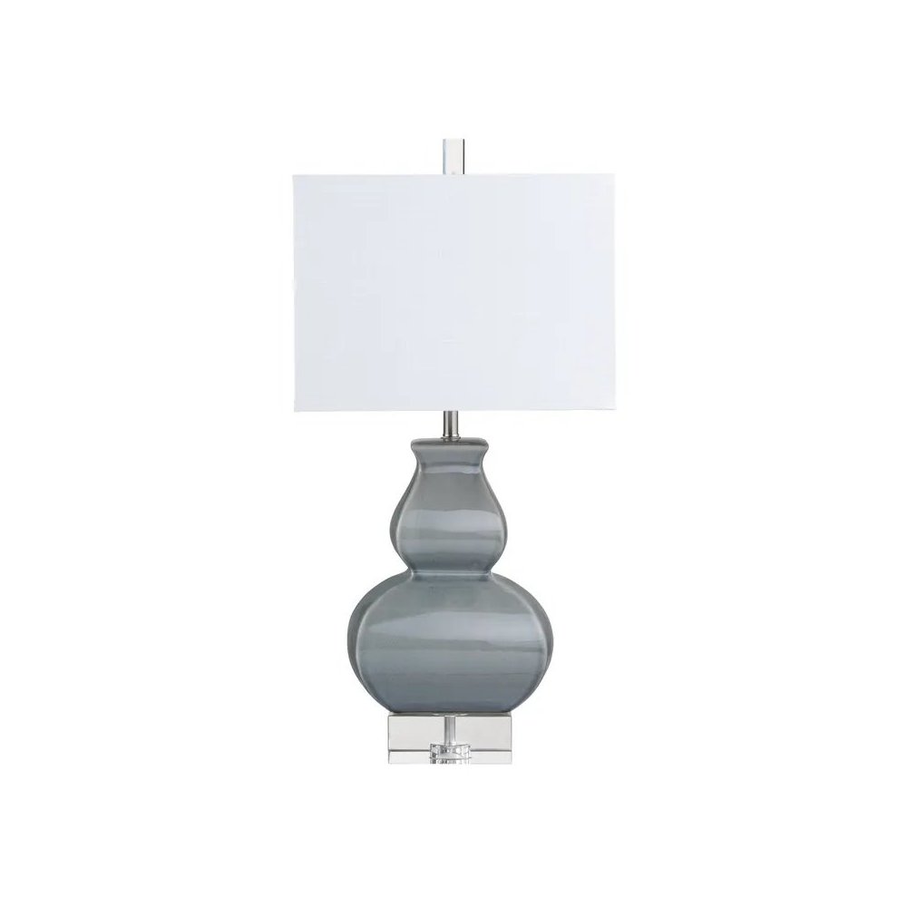 30" Transitional Grey Ceramic Table Lamp with Textured White Shade. Picture 1