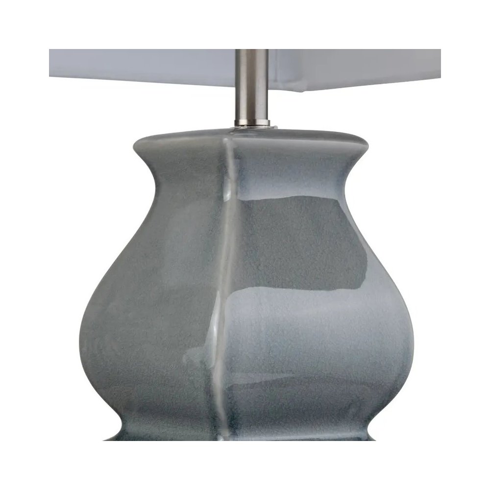 30" Transitional Grey Ceramic Table Lamp with Textured White Shade. Picture 3