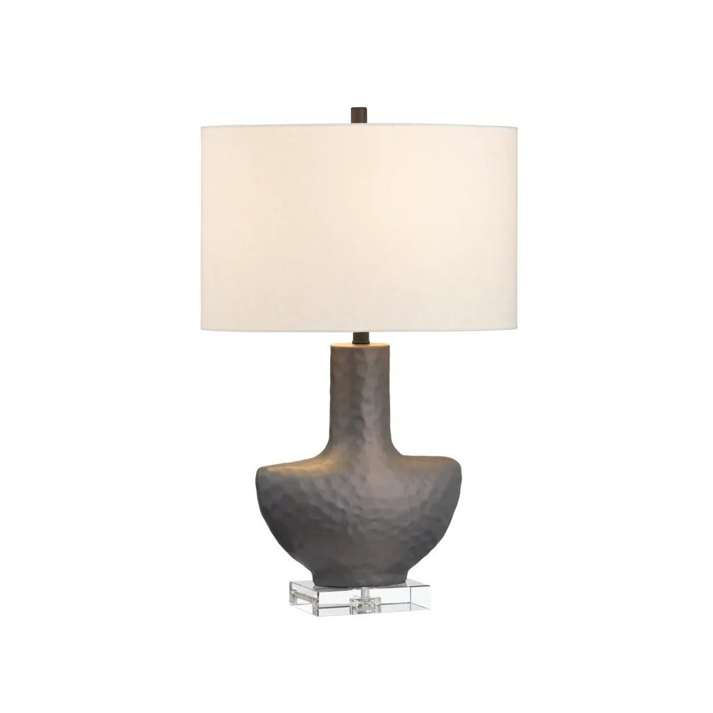 30.25" Transitional Slate Ceramic Table Lamp with Textured Linen Shade. Picture 2