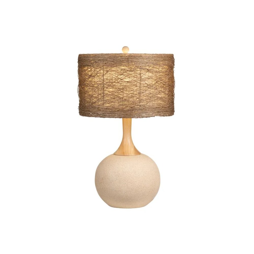 29.5" Transitional Tan Resin Table Lamp with Woven Rattan Shade. Picture 2