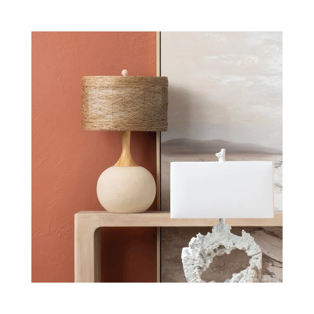29.5" Transitional Tan Resin Table Lamp with Woven Rattan Shade. Picture 3