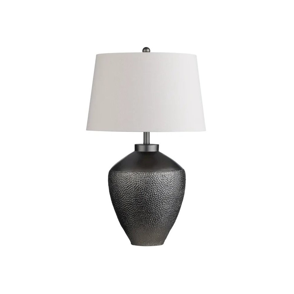 31.5" Transitional Textured Grey Resin Urn Table Lamp. Picture 1