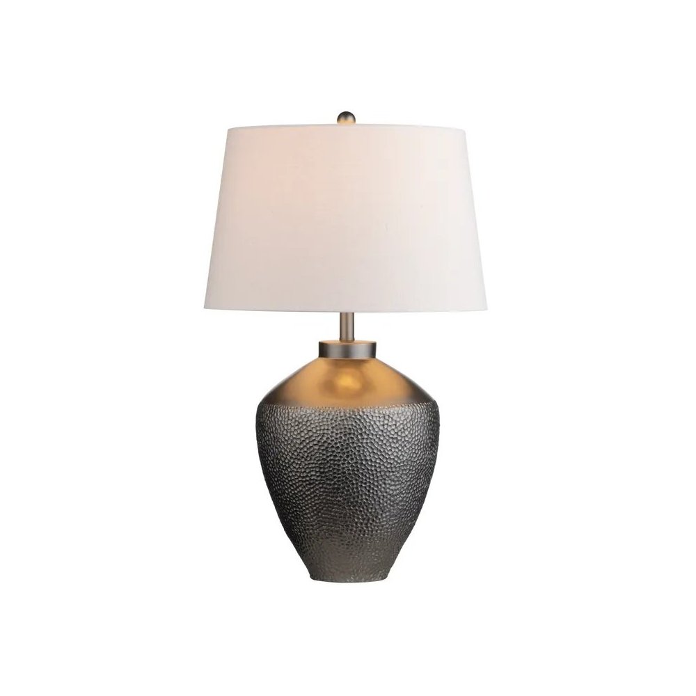 31.5" Transitional Textured Grey Resin Urn Table Lamp. Picture 2