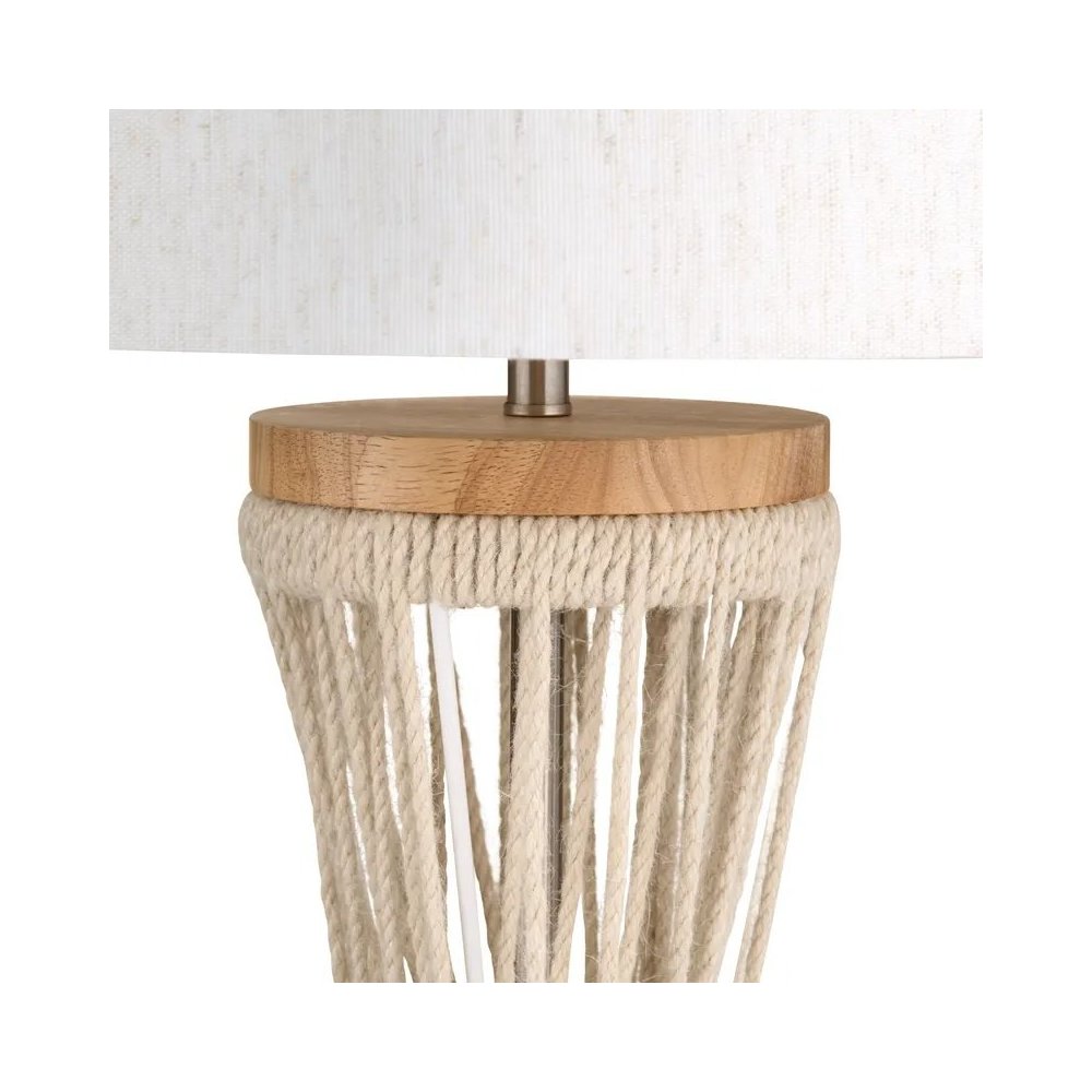 30.5" Coastal Cream Hemp Rope Table Lamp with Natural Wood Base. Picture 3