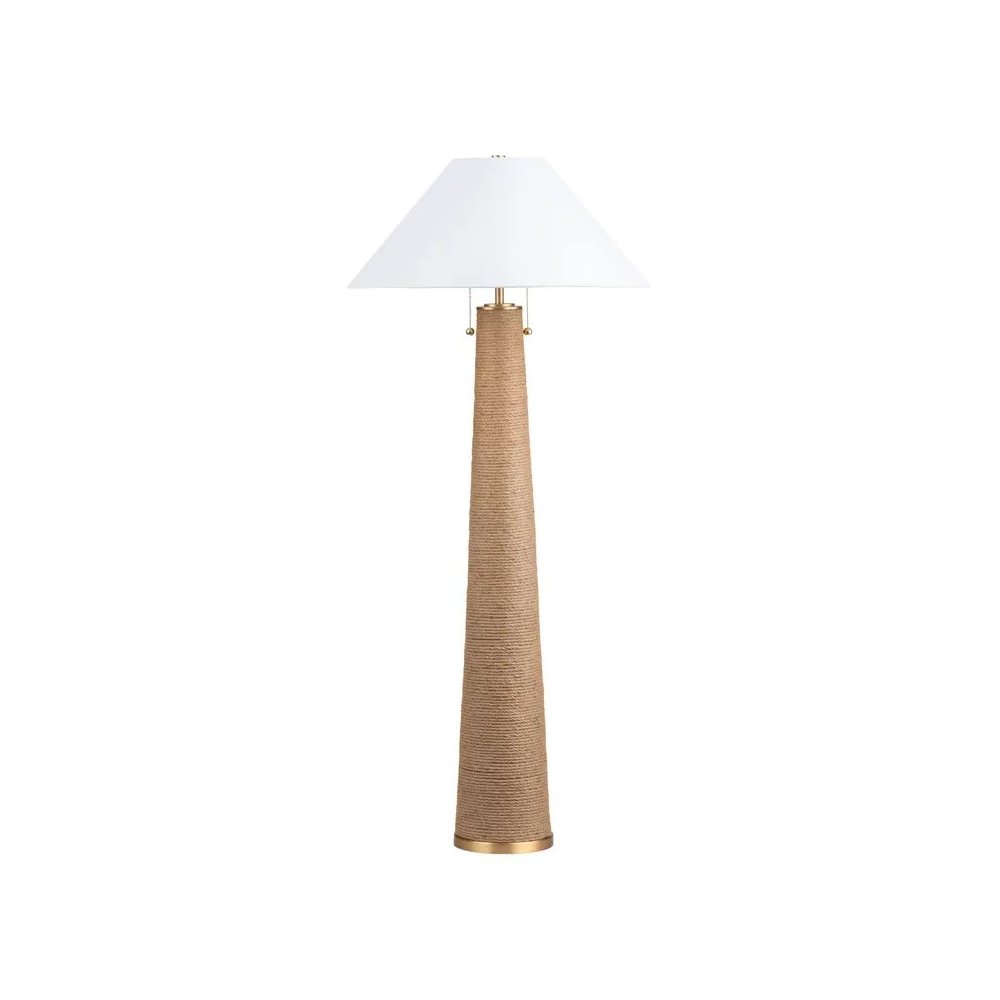 59" Coastal Natural Resin Floor Lamp with Textured Hemp Rope. Picture 1