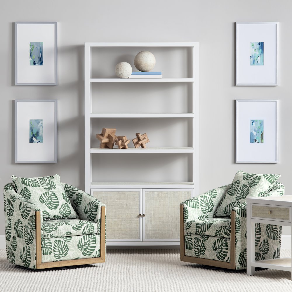 2 Door 3 Shelf White Etagere_Bookcase. Picture 3