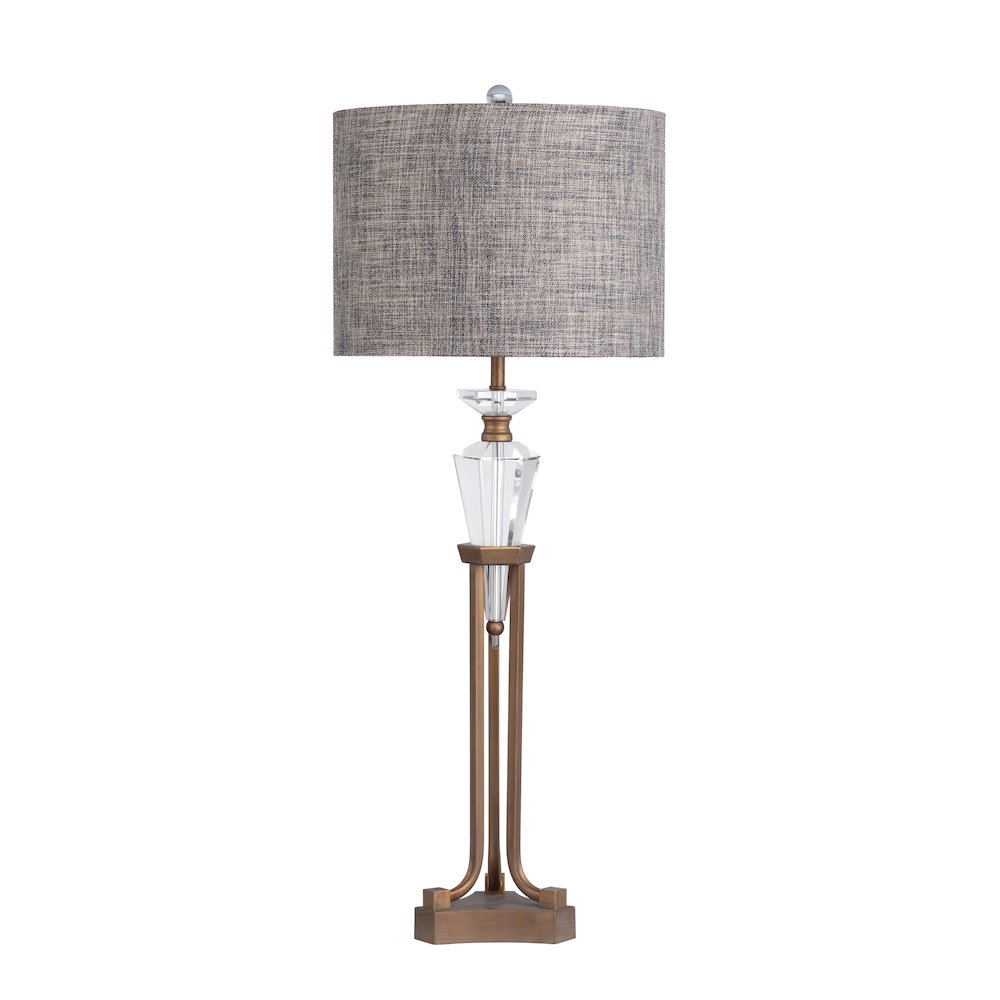 36"H Crystal & Metal Table Lamp With Shade. Picture 1