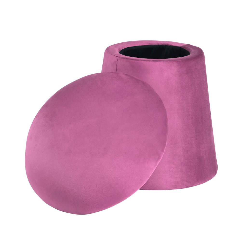 Hot Pink Velvet Mushroom Ottoman W/ Storage. Picture 2