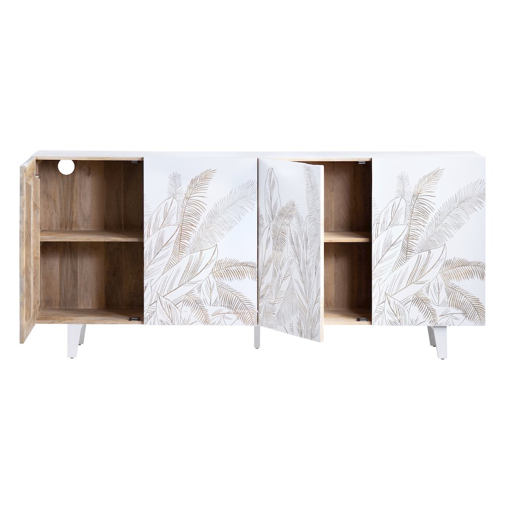 79" Solid Wood 4-Door Media Credenza. Picture 3