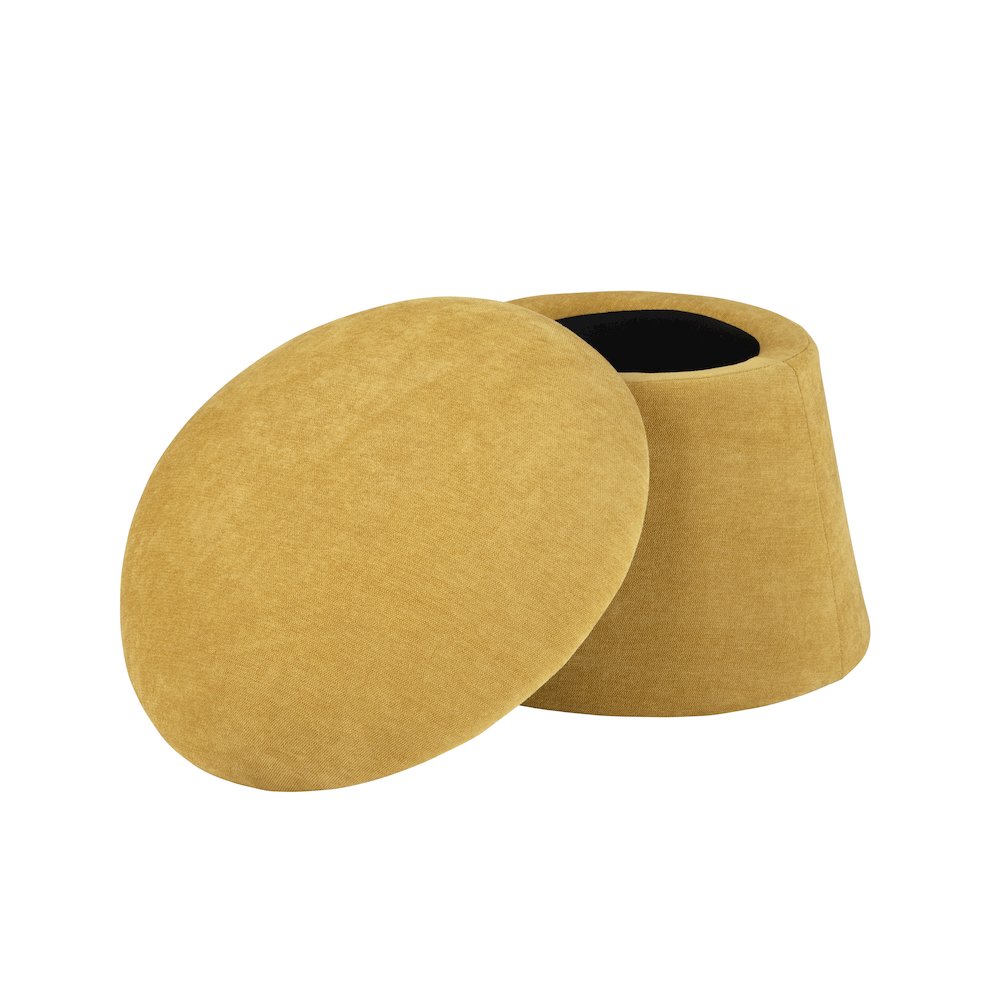 Spice Yellow Chenille Mushroom Ottoman W/ Storage. Picture 2
