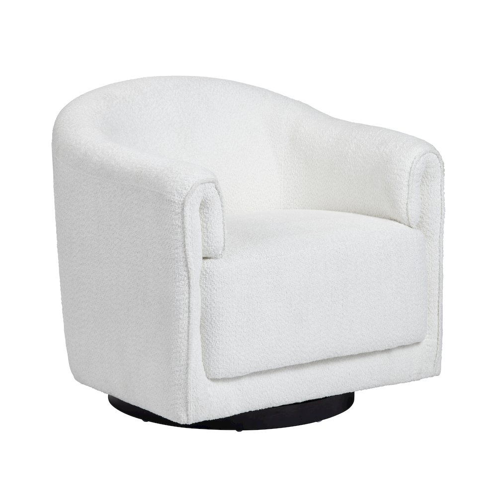 Light Cream Textured Upholstered Swivel Accent Chair. Picture 1
