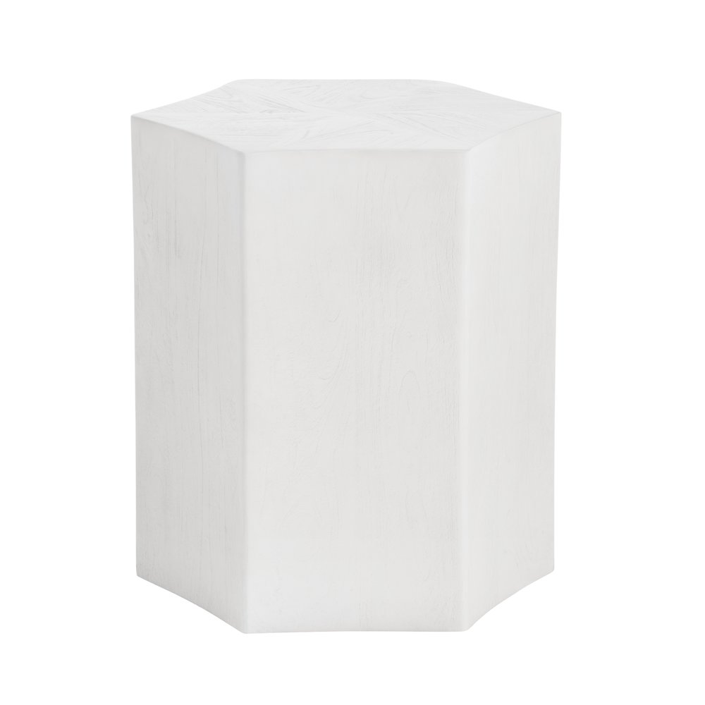 Textured White Hexagon Shaped Accent_End Table. Picture 1