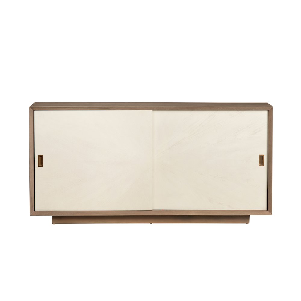 64.5" Natural Brown 2 Sliding Door Media Credenza. Picture 2