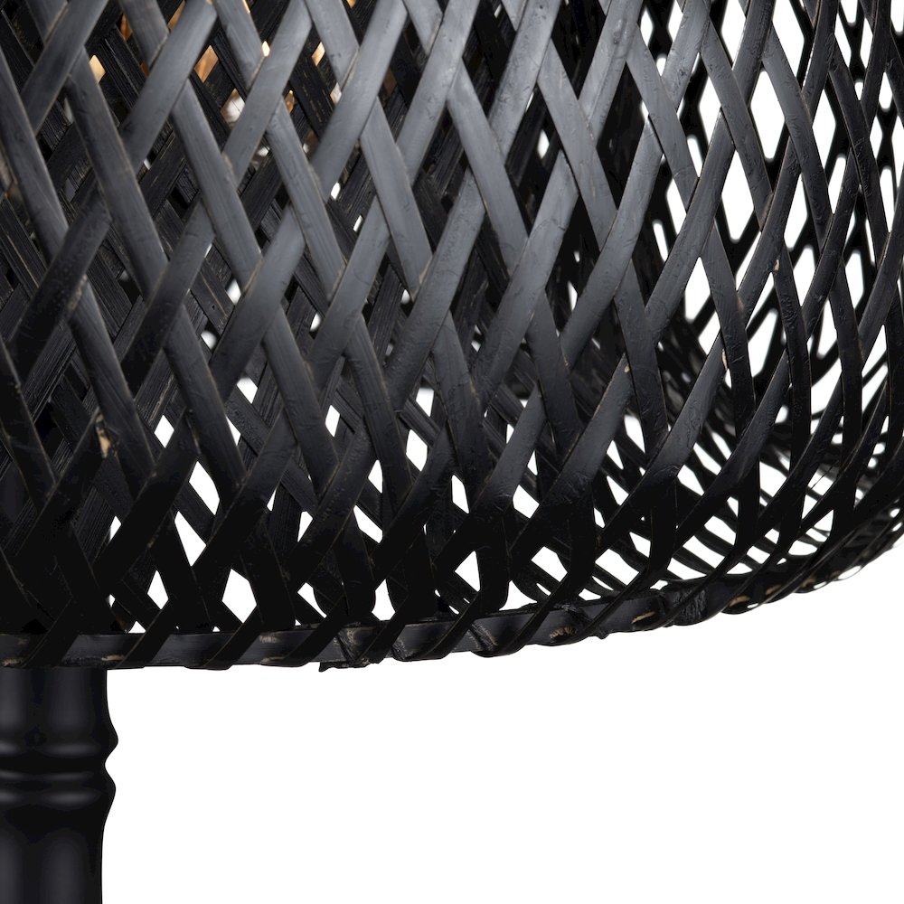 37.5"H Black Metal Buffet Lamp With Rattan Shade. Picture 3