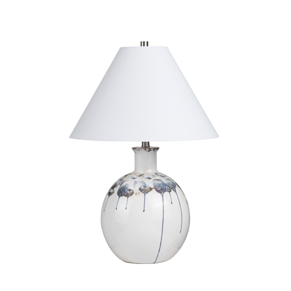 Blue And White Ceramic Table Lamp With Empire Shade And Rotary Switch.. Picture 1