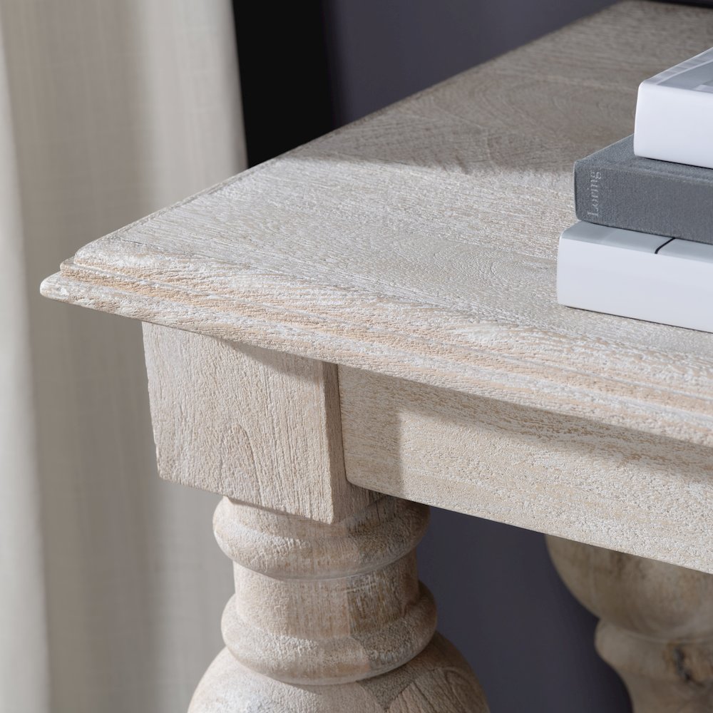 Textured Solid Bleached Wood Console_Sofa Table. Picture 3