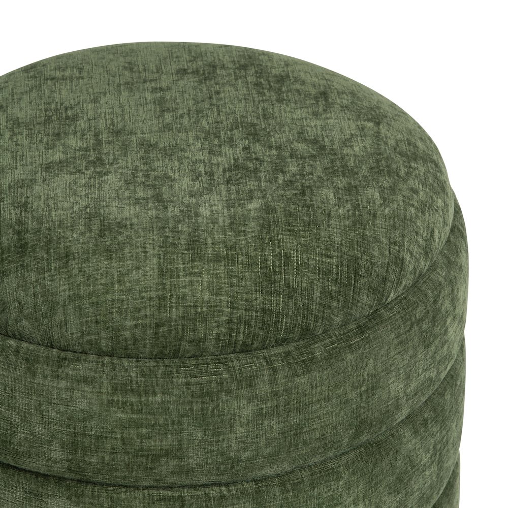 Dark Green Round Ottoman W/ Storage. Picture 3