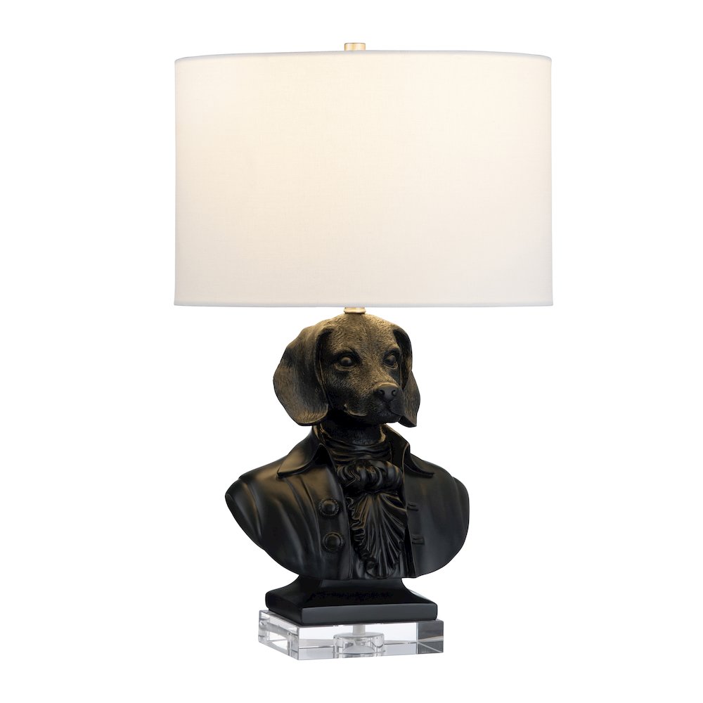 22.75"H Resin & Crystal Table Lamp With Linen Shade. Picture 2