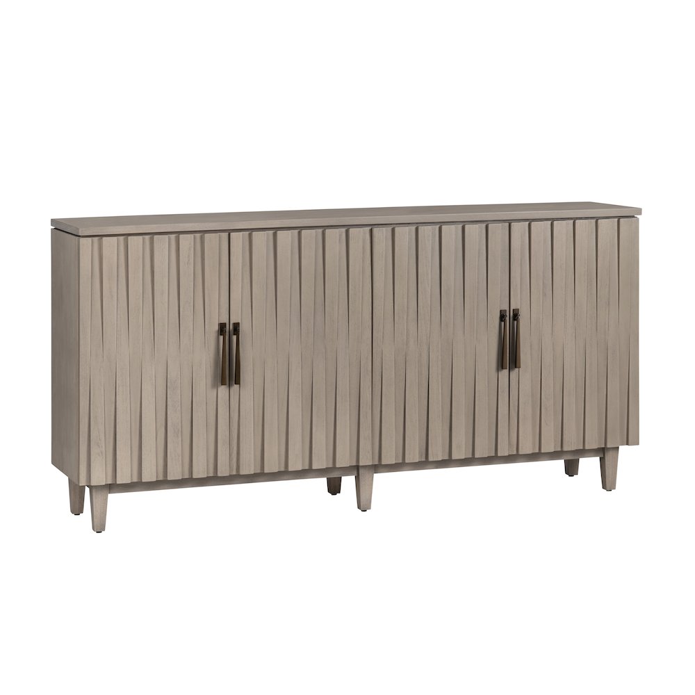 76" Tan 4-Door Media Credenza. Picture 1
