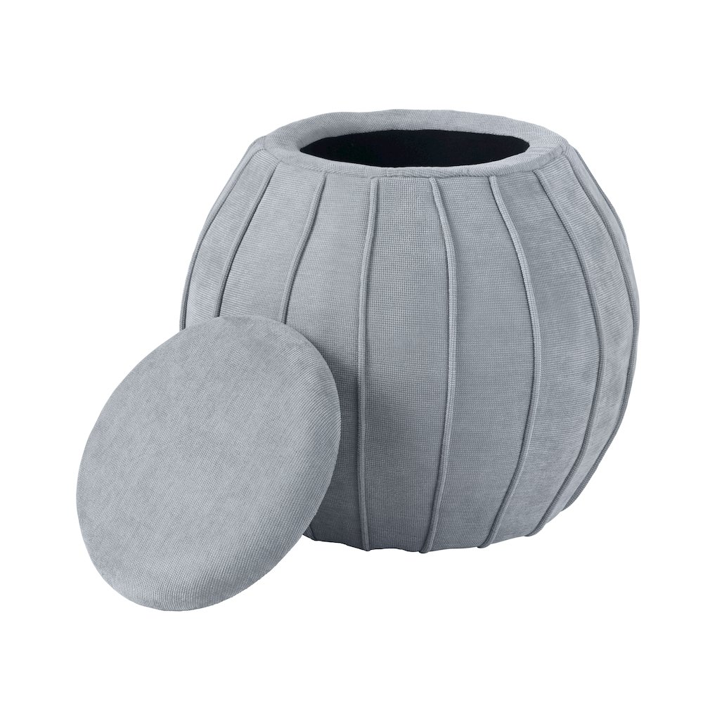 Blue/Grey Round Ottoman W/ Storage. Picture 2