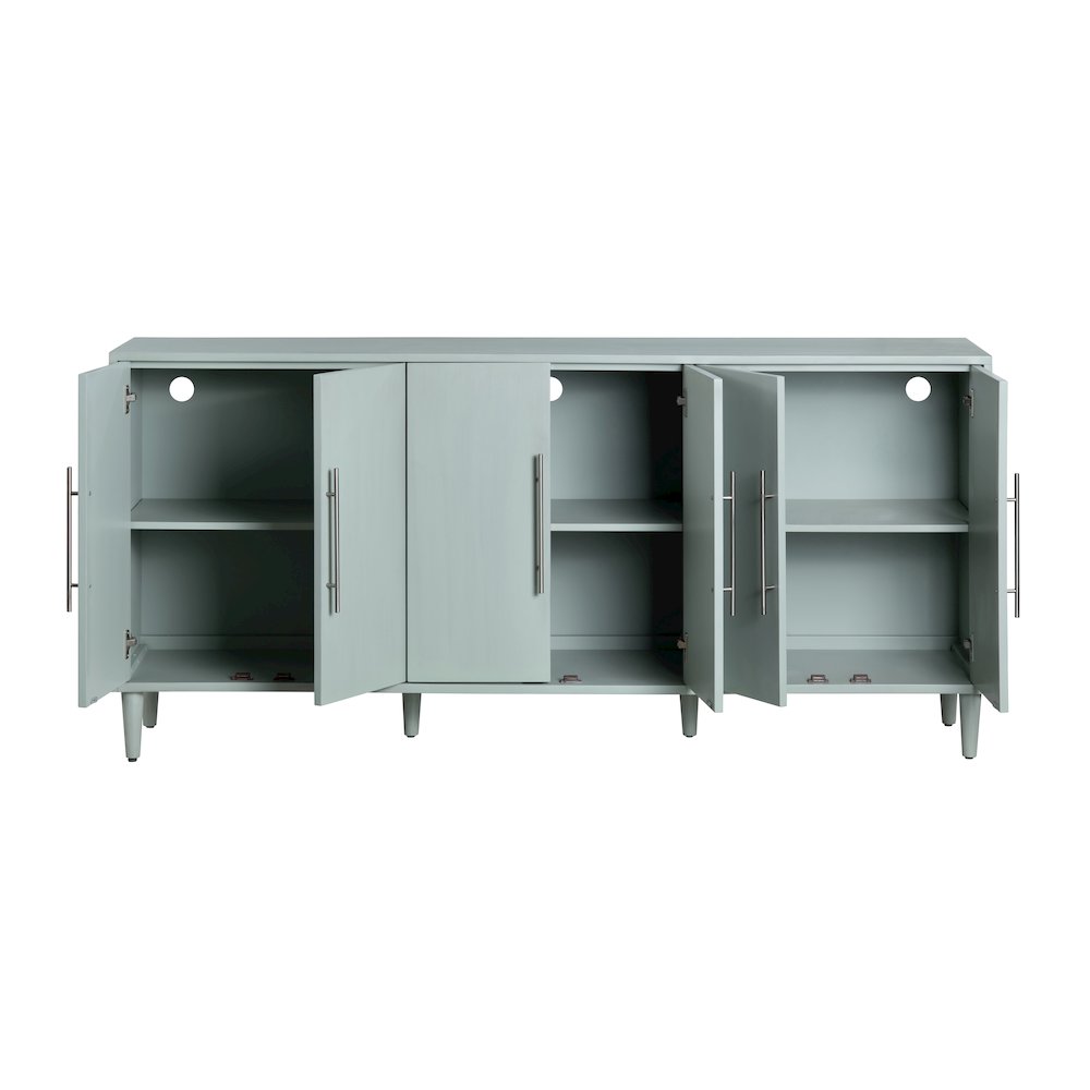 74" Sea Foam Green 6 Door Media Credenza. Picture 3