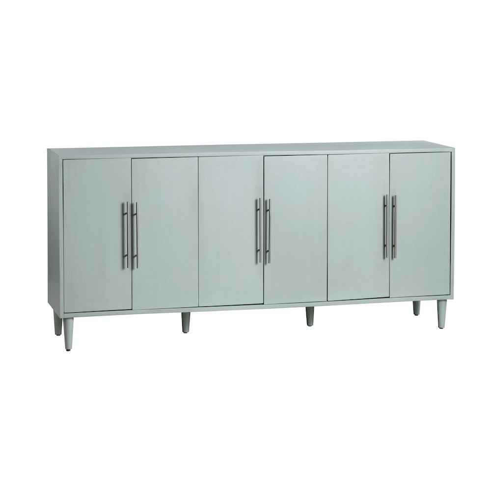 74" Sea Foam Green 6 Door Media Credenza. Picture 1