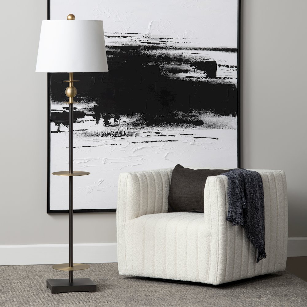 Bronze And Brass Metal Floor Lamp With Stacked Discs And Tapered Shade.. Picture 5
