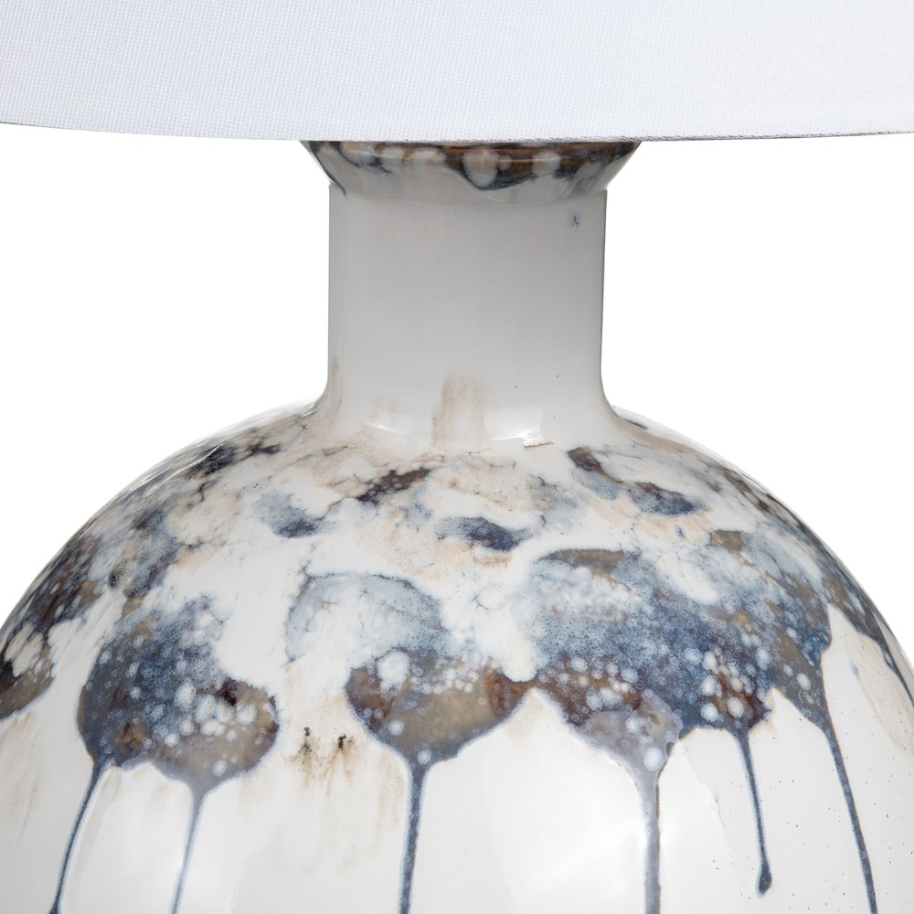 Blue And White Ceramic Table Lamp With Empire Shade And Rotary Switch.. Picture 3