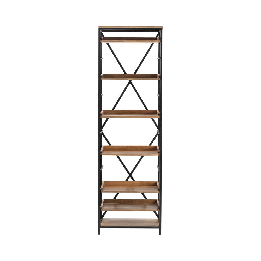 24.5X15X80.5 Metal & Wood Bookshelf. Picture 1