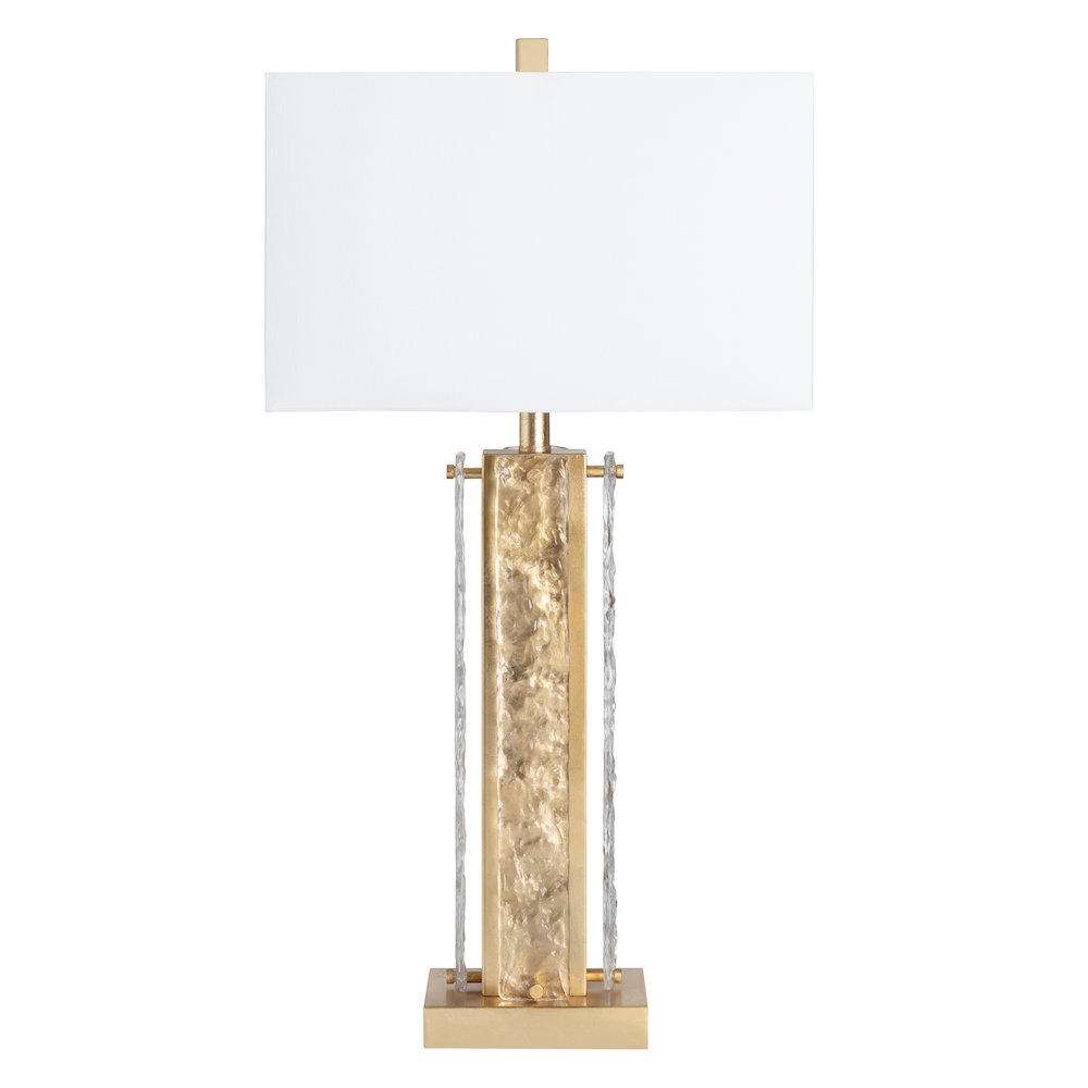 Set Of 2 Metal & Glass Table Lamp With Linen Shade. Picture 1