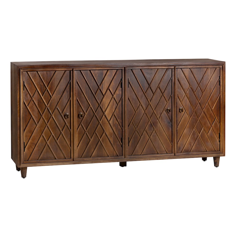72" Solid Wood 4-Door Media Credenza. Picture 1