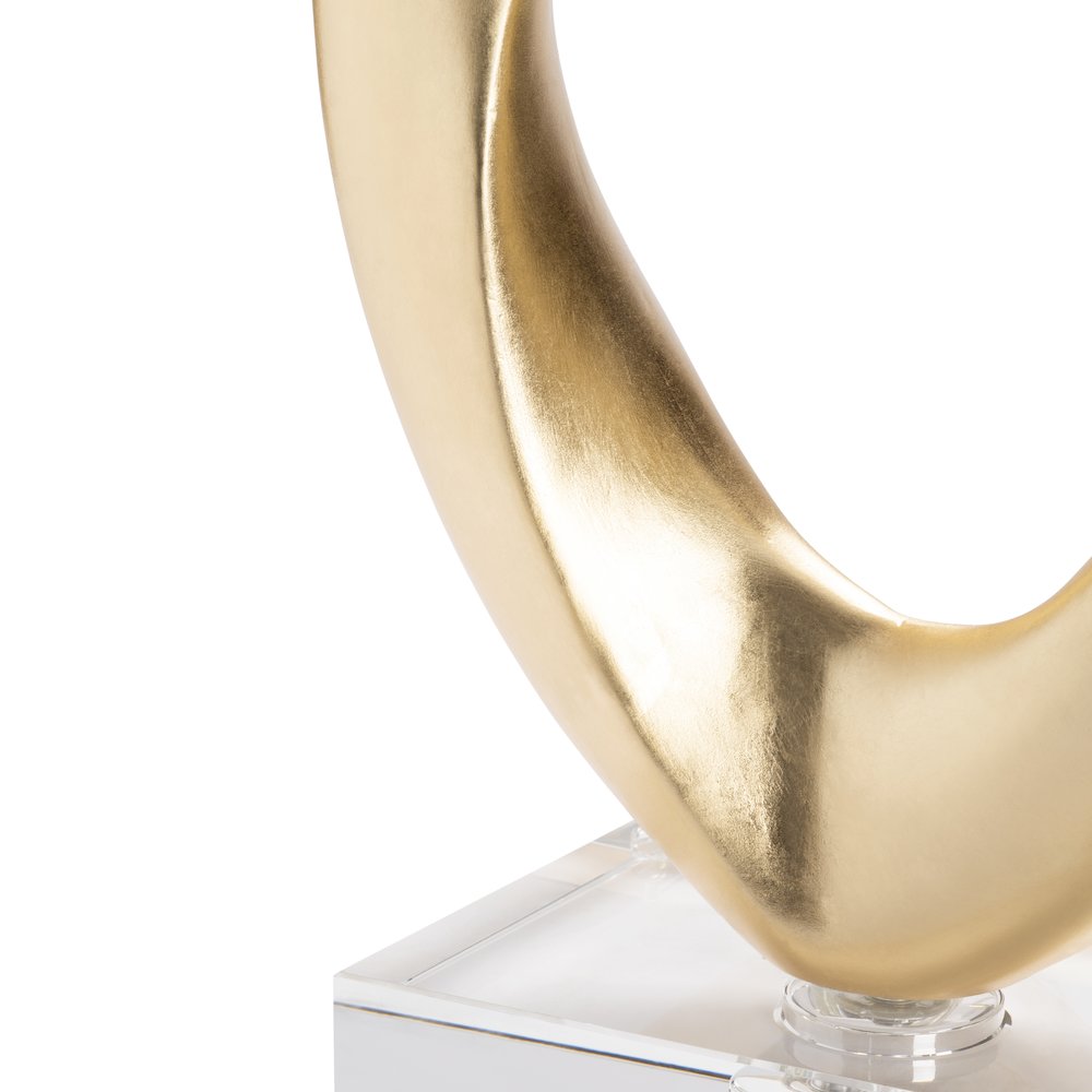 31" Gold Resin Table Lamp With White Shade. Picture 4
