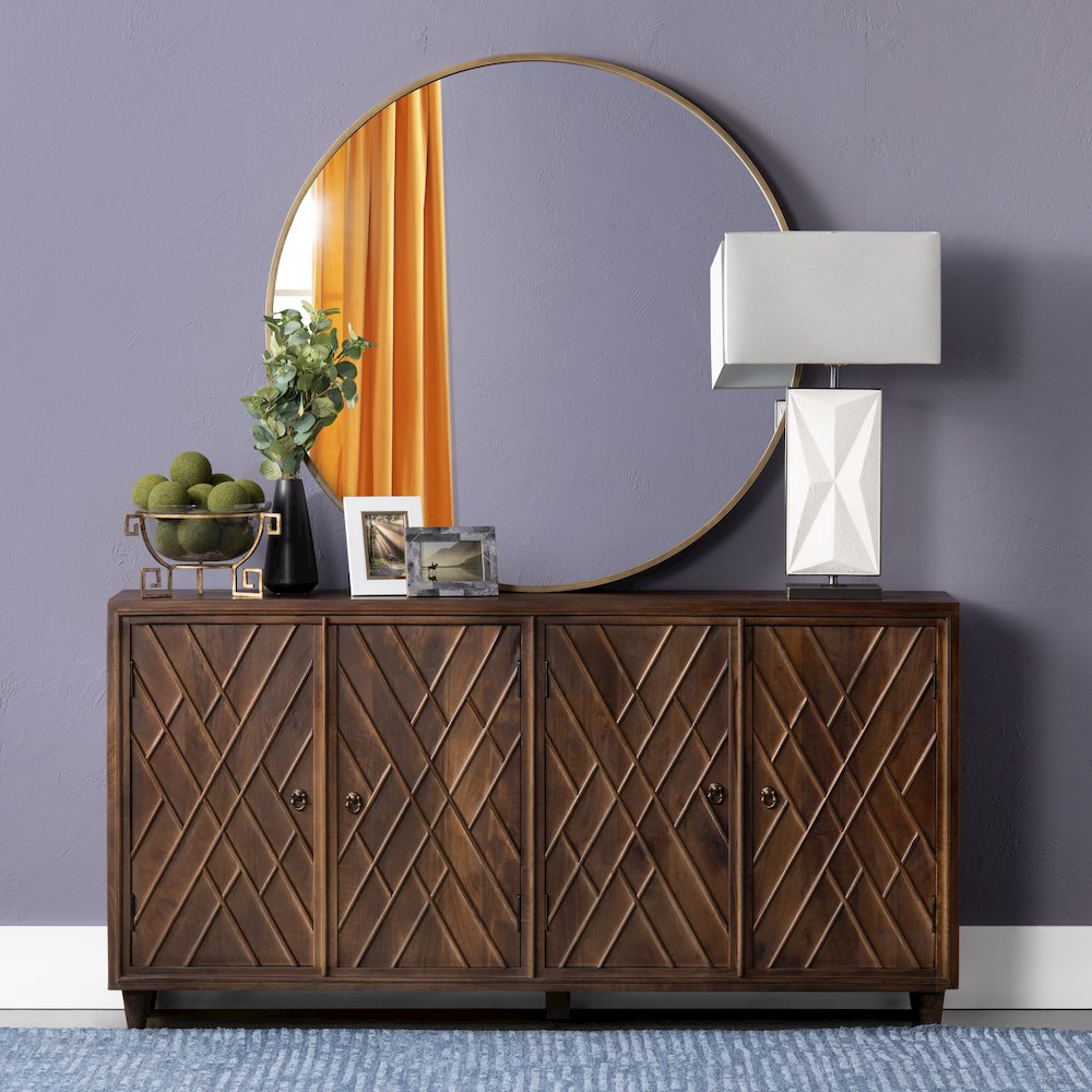 72" Solid Wood 4-Door Media Credenza. Picture 5