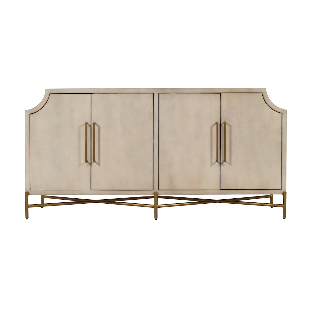 80" Cream With A Brown Undertone 4-Door Media Credenza. Picture 2