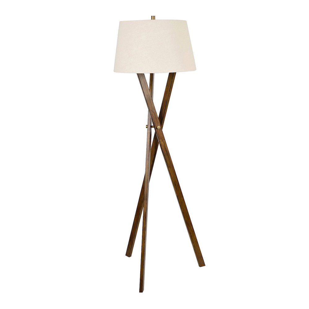 Tripod Floor Lamp With Crisscross Metal Body And Natural Drum Shade.. Picture 1